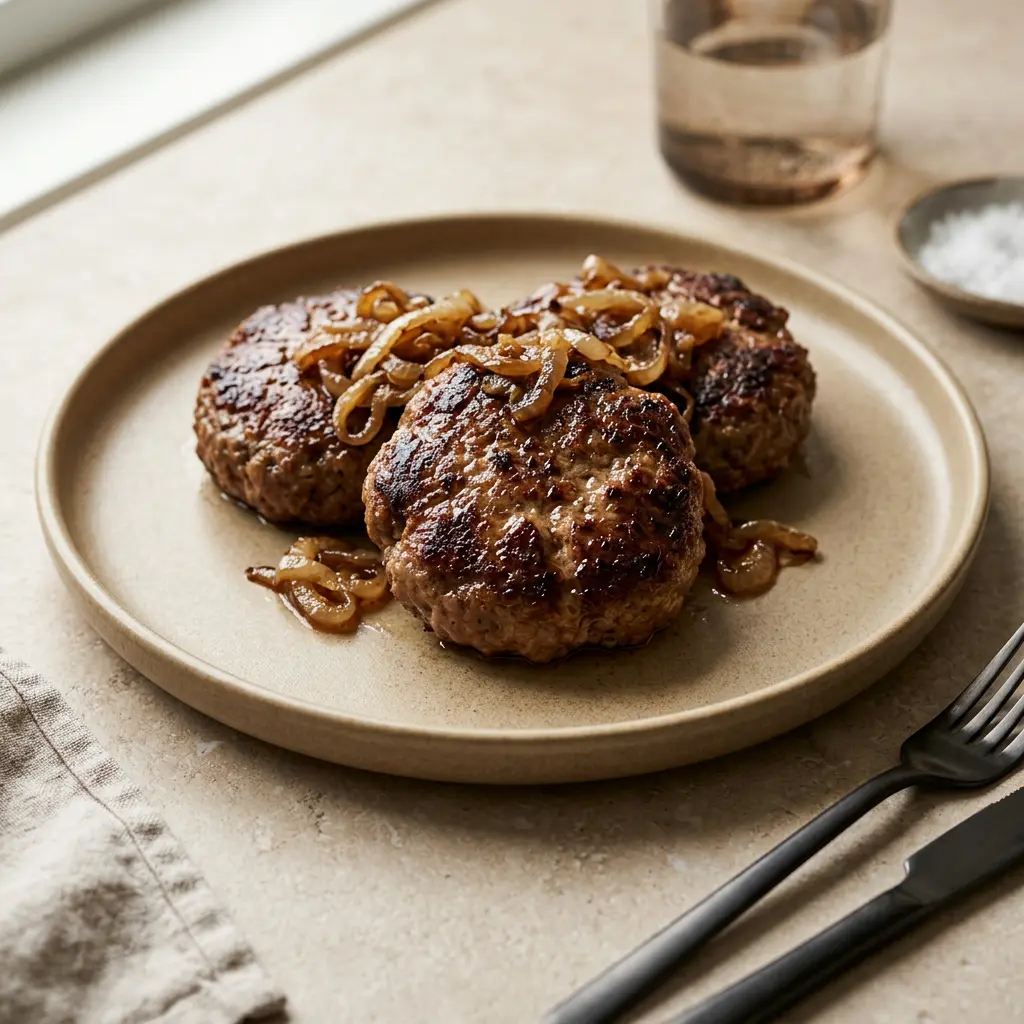 Photo de Steak haché à l'air fryer préparé à l'air fryer