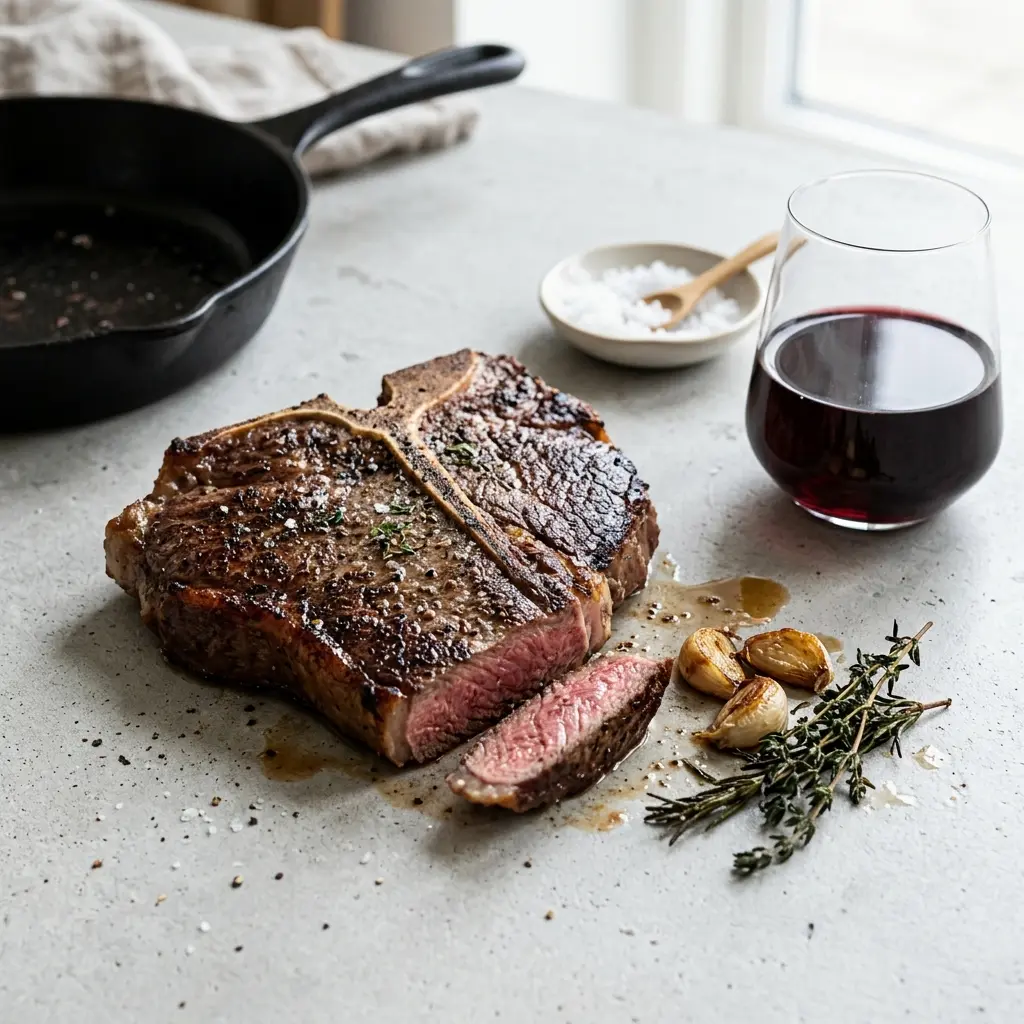 Photo de la recette : Steak T-bone à la poêle