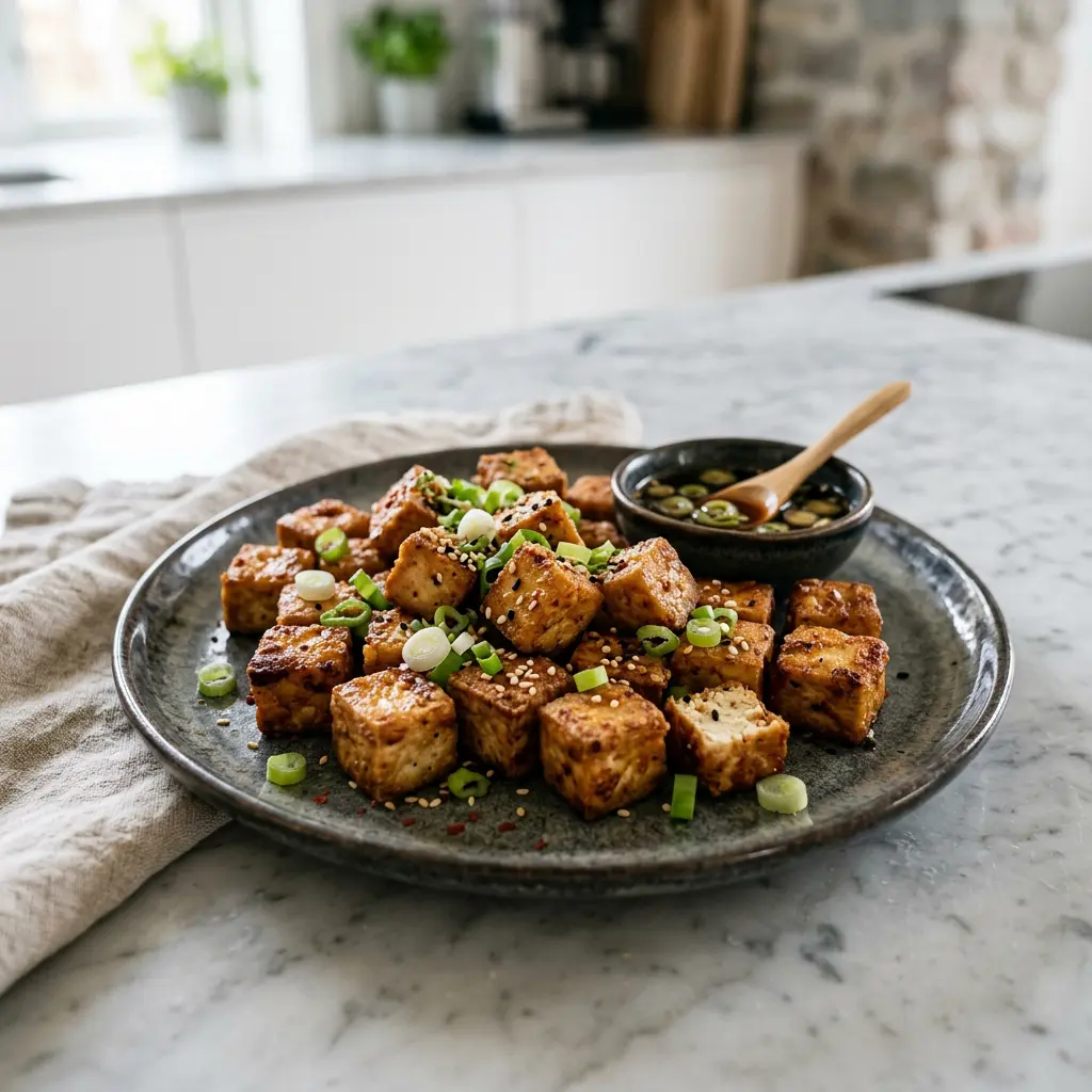 Photo de Tofu à l'air fryer préparé à l'air fryer